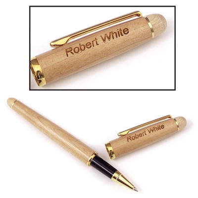 Maple Wood Rollerball Pen Laser Engraved