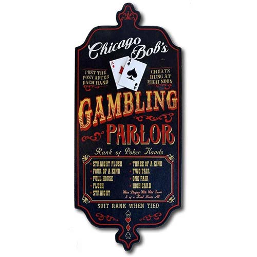 Gambling Parlor Sign - Poker Room Gifts for the Card Shark