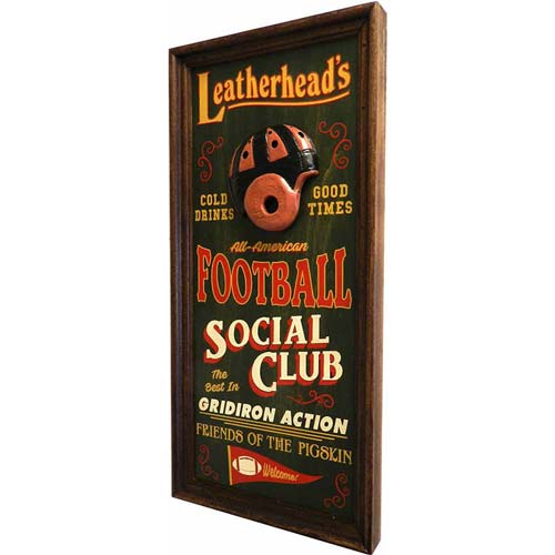 Personalized antique-style football sign for the gameroom