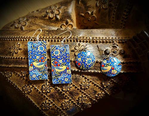 Blue and Yellow Tin Earrings