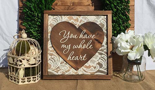 Lace and Wood Signs - 13th Anniversary Gift