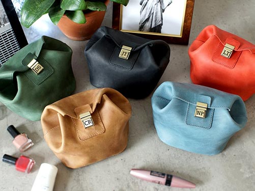 Personalized Leather Makeup Bags