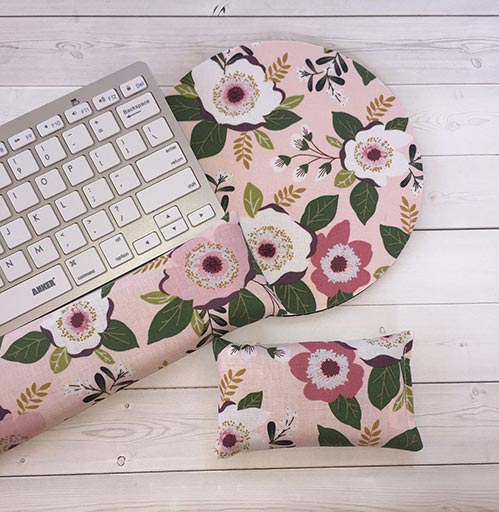 16th birthday gift - Floral Print Matching Computer Desk Pad Set