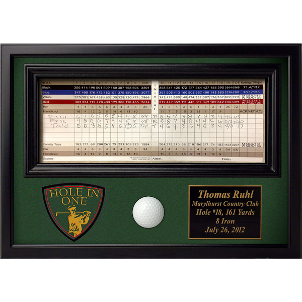 Hole In One Display With Golfer Crest All Gifts Considered Golf Crest Hole In One Display