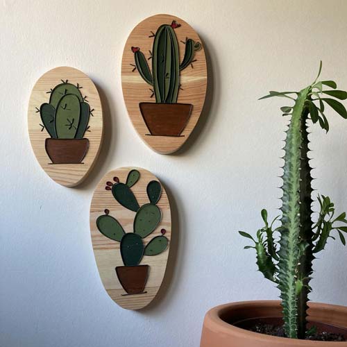 Wire Wall Art Set with Cactus Theme