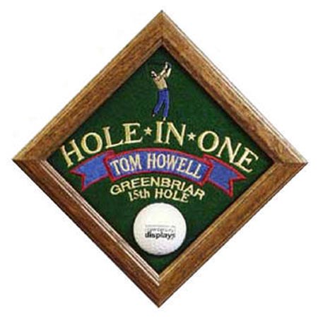 Custom embroidered hole in one ball display