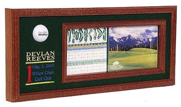 Golf ball display for hole in one