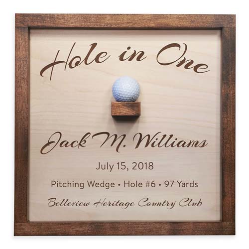 Wooden Sign with Golf Ball Holder for Hole in One Ball