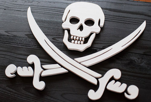 Wooden Pirate Flag Sign