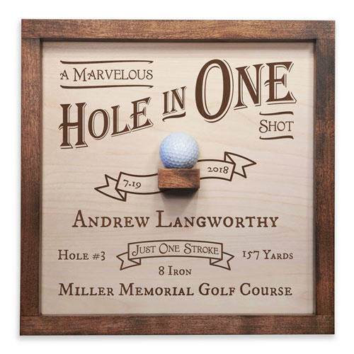 Handcrafted Wood Hole In One Plaque Made in the USA