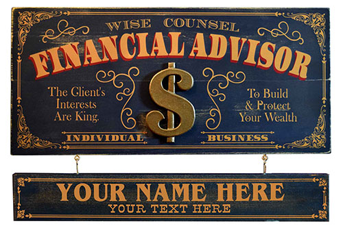 Vintage Financial Advisor Office Sign