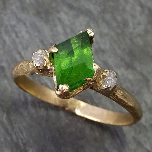 Green Tsavorite Diamond Handcrafted Engagement Ring
