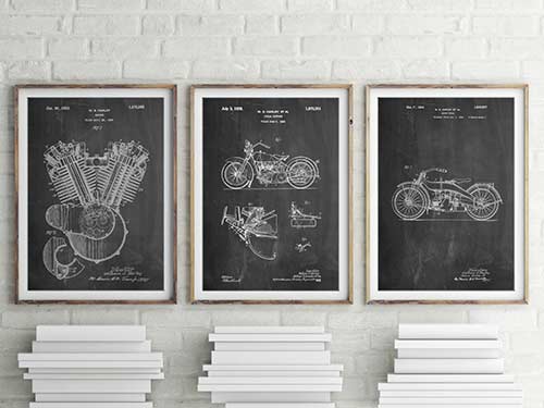 Harley Patent Posters for Harley Davidson motorcycle