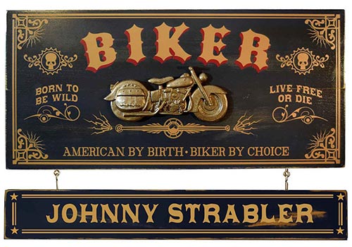 Wooden Motorcycle Plaque Personalized with Name