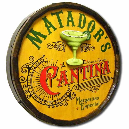 Custom Cantina Quarter Barrel Sign with Margarita Applique