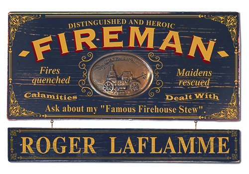 Vintage Personalized Fireman Sign