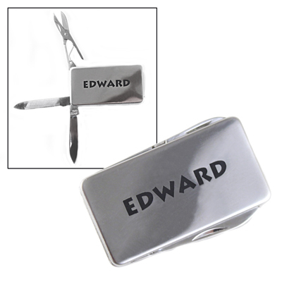 Laser engraved money clip and multitool