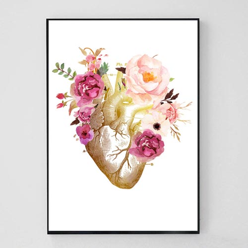 Floral Heart Print for Cardiology Office