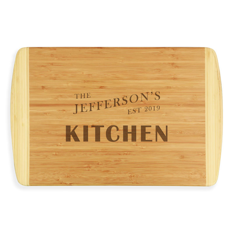 Custom laser engraved bamboo wood cutting board