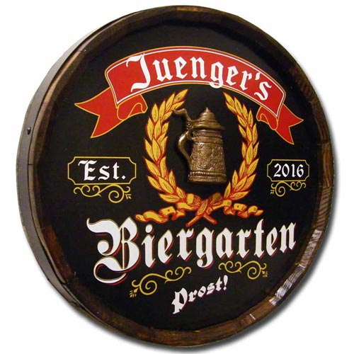 Personalized German Biergarten Quarter Barrel Sign