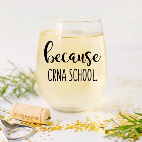 Engraved CRNA Wine Glass