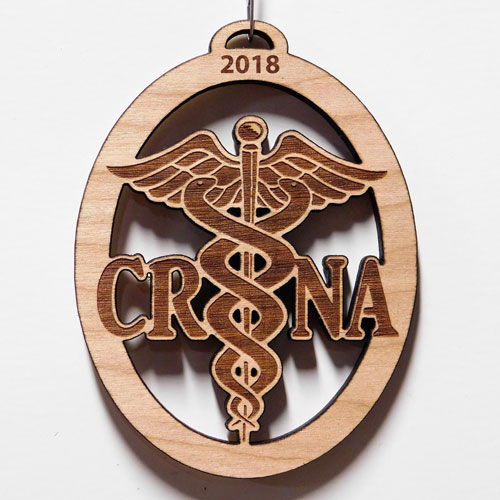 Engraved Wooden Christmas Ornament for CRNA