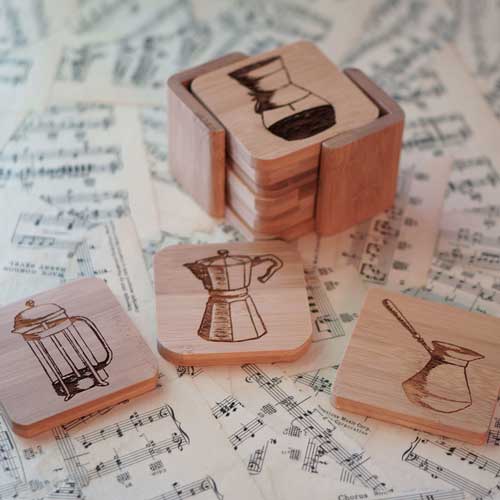 Set of 6 Coffee Art Coasters