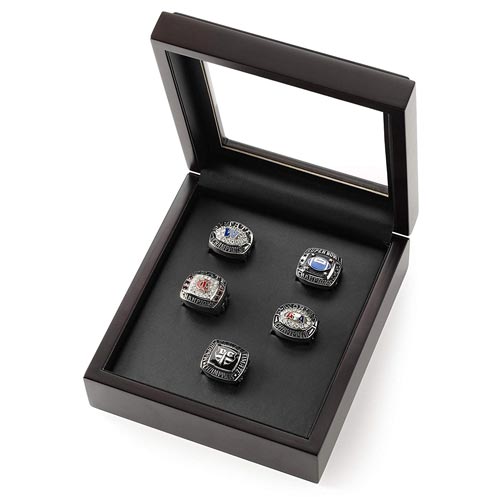 Cherry Wood Ring Display Case – Glass Top, Red Velvet Lining, Made In USA, 1-Piece Capacity