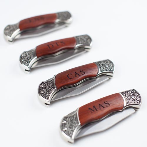 Personalized Pocket Knife with Rosewood Handle