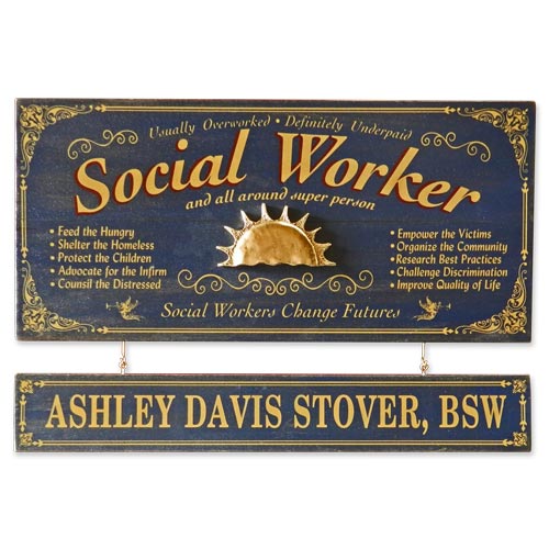 Personalized Vintage Social Worker Sign