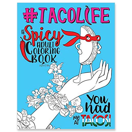 Adult coloring book for National Taco Day