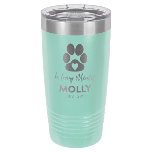 Paw Print Heart "In Loving Memory" Custom Engraved Mug