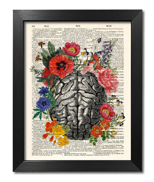 Floral Brain Print - Gifts for Neurologists