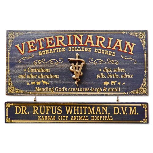 Personalized Veterinarian Plaque (Vintage style)