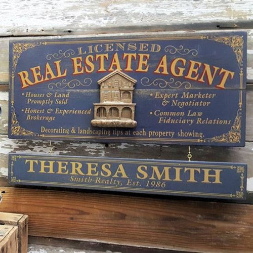 Vintage Personalized Real Estate Agent Sign