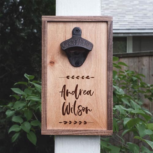 Personalized Wooden Wall Mounted Bottle Opener