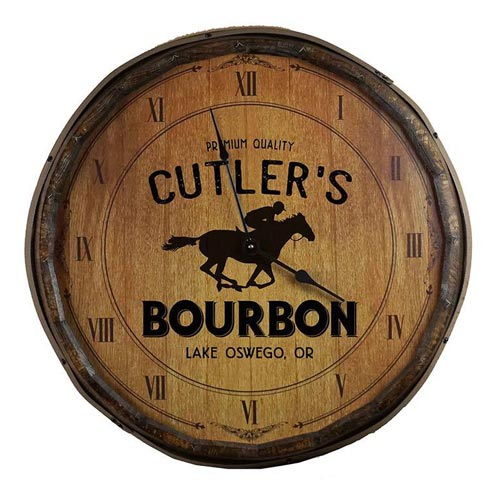 Custom Bourbon Barrel Head Clock Decor Sign