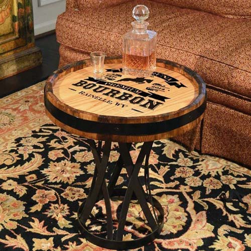 Bourbon Coffee Table Made from Oak Barrel Head