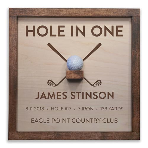 Wooden Hole in One Ball Commemorative Plaque