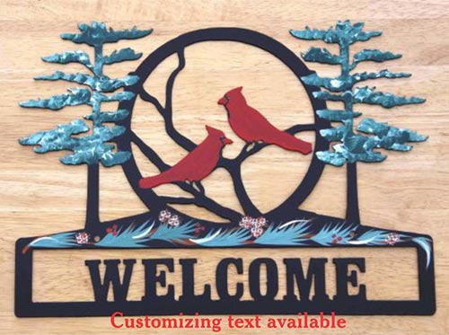 Personalized Welcome Sign with Cardinals