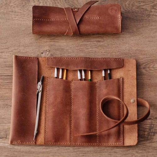 Leather Pencil Roll for Artists Who Draw