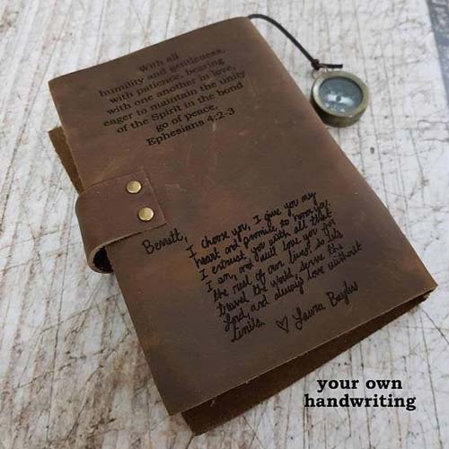 Custom Etched Journal Cover in Your Handwriting