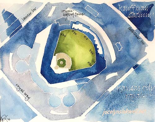 Custom Baseball Stadium Watercolor Painting