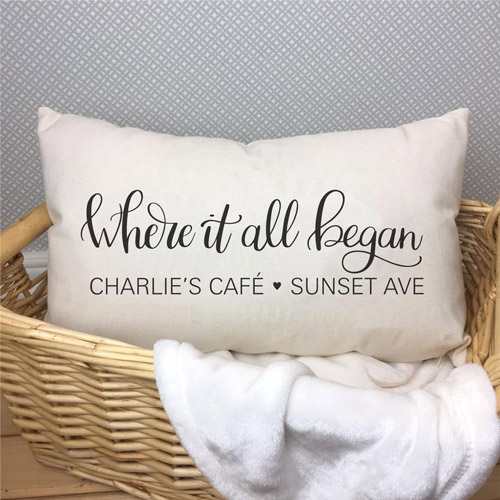 Where it all began - personalized pillow for couples
