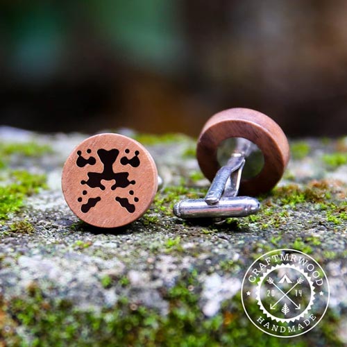 Rorschach Text Wood Cufflinks