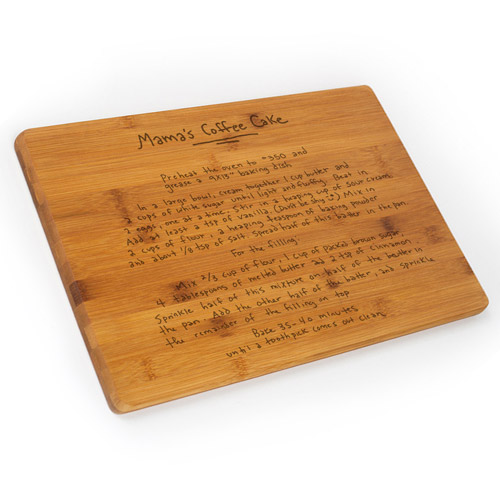 Personalized Bamboo Cutting Board with Engraved Recipe