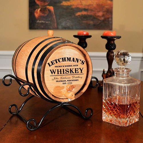 Personalized whiskey distillery barrel men's gift idea