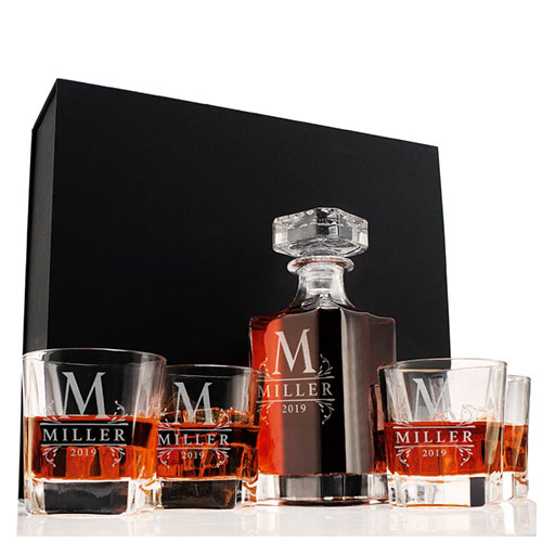 Personalized whiskey decanter set gift idea