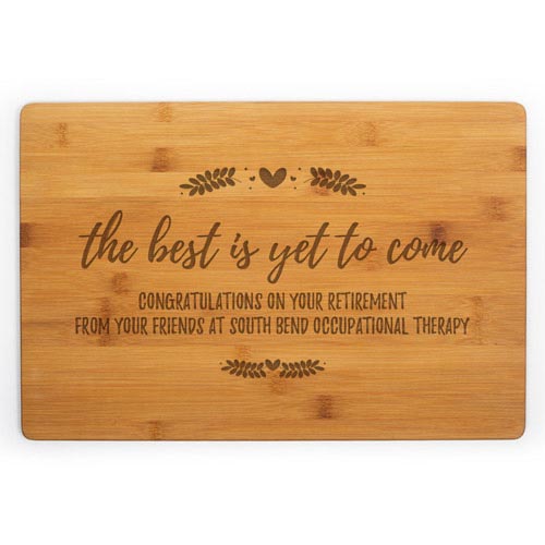 Occupational therapist gift ideas: Personal retirement cutting board