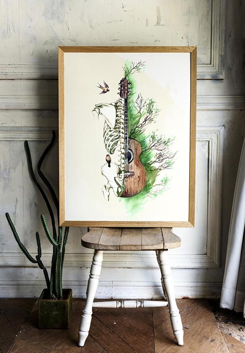 Human anatomy guitar office art occupational therapist gift idea